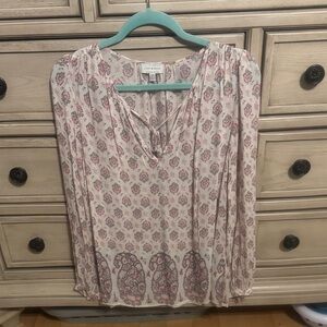 Lucky Brand Paisley Blouse - Cream and Pink